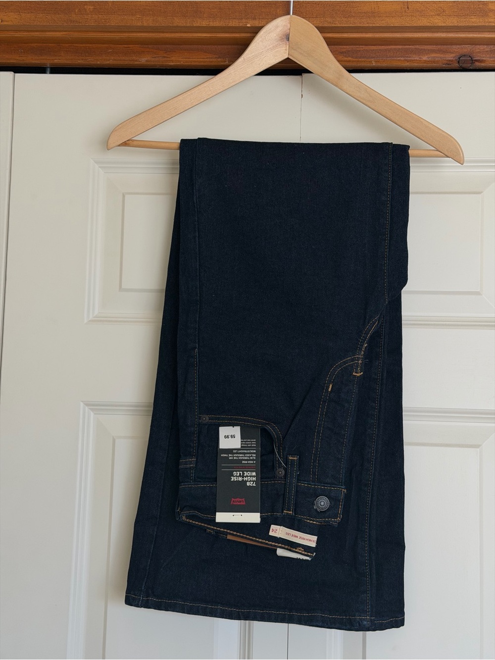 Women’s Levi 728 high-rise wide leg dark Wash navy jeans